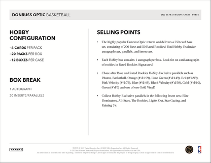 2022-23 Panini Donruss Optic Basketball Hobby 12 Box Case