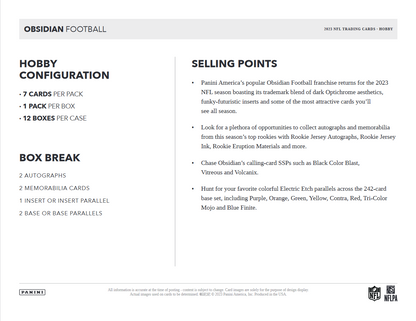 2023 Panini Obsidian Football Hobby 12 Box Case