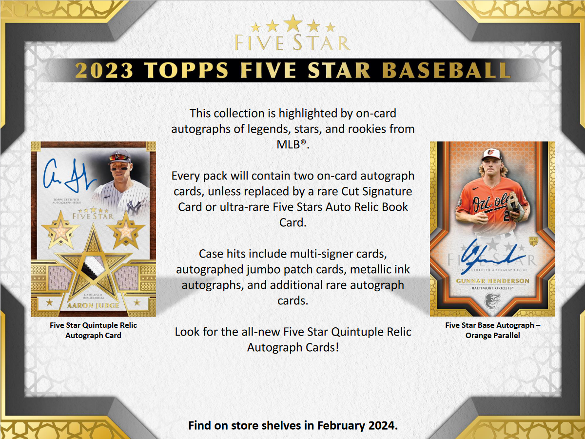 2023 Topps Five Star Baseball Hobby 8 Box Case